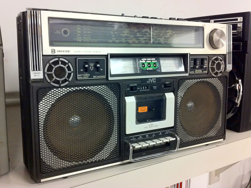 The original JVC boom box from Lyle Owerko's collection