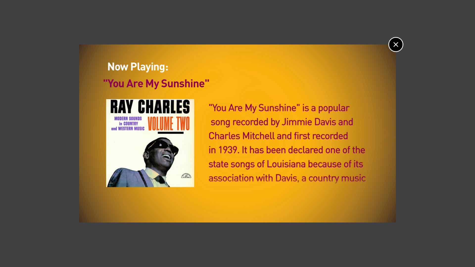 Ray Charles timeline - video overlay